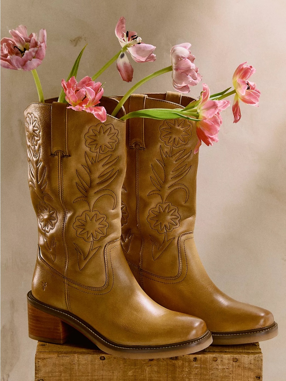 New Frye For Free People Kate Deco Stitch Boots Tuscan Sun - Picture 2 of 9